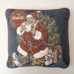 Vintage 1993 Coca Cola Christmas Throw Pillow  "Santa Whisper"‎ 12" x 12"